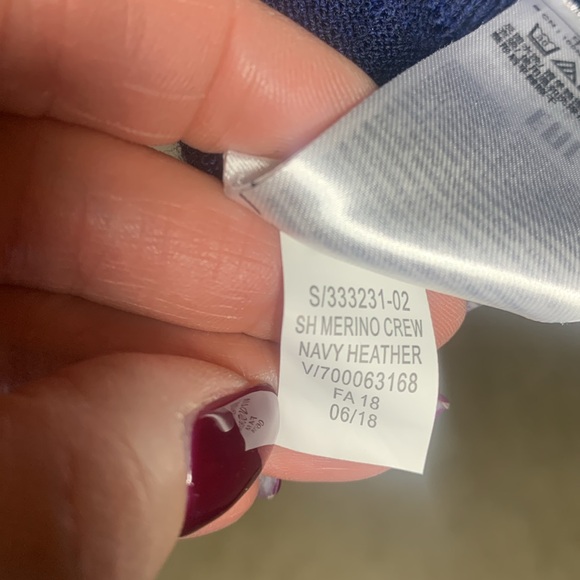 GAP 100% merino wool machine washable navy heather crew lightweight 2018 SZ M - Picture 7 of 9